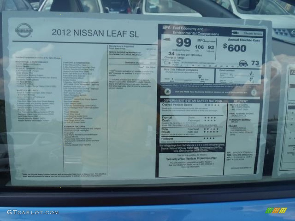 2012 Nissan LEAF SL Window Sticker Photos