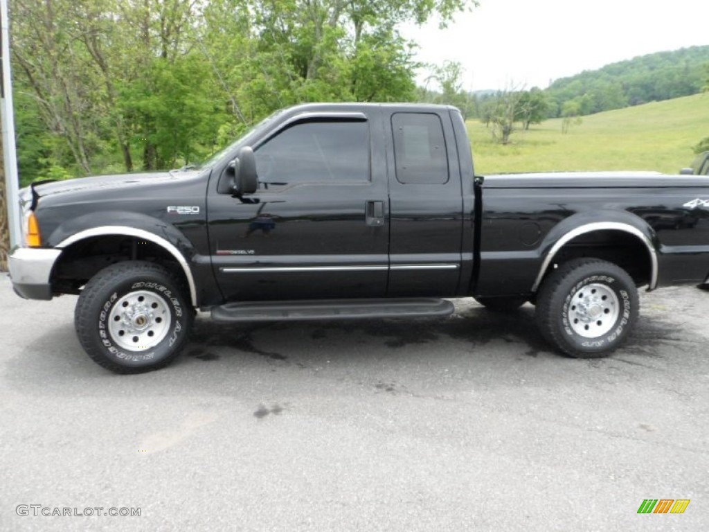 2000 F250 Super Duty XLT Extended Cab 4x4 - Black / Medium Parchment photo #2