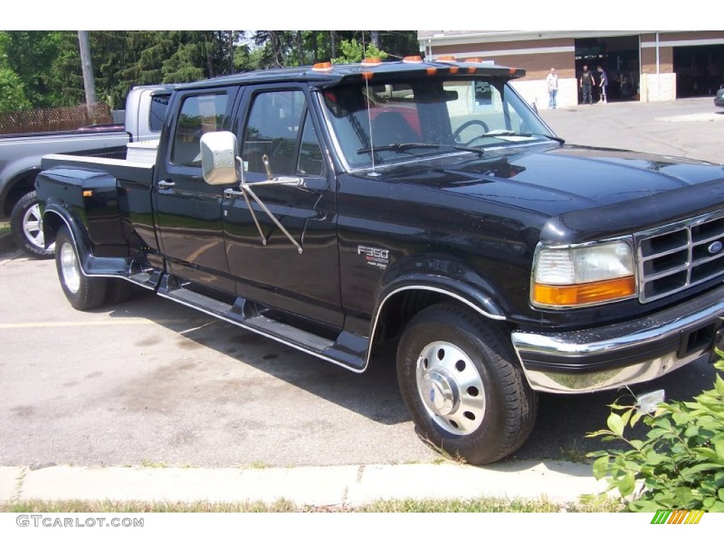 1996 F350 XLT Crew Cab Dually - Black / Grey photo #12