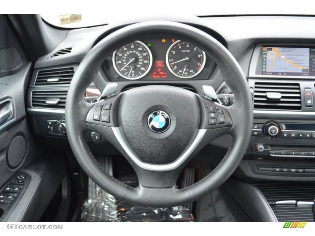 2009 BMW X6 xDrive35i Black Nevada Leather Steering Wheel Photo #65616150