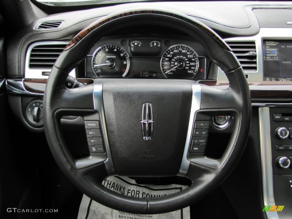 2009 Lincoln MKS AWD Sedan Charcoal Black Steering Wheel Photo #65618963
