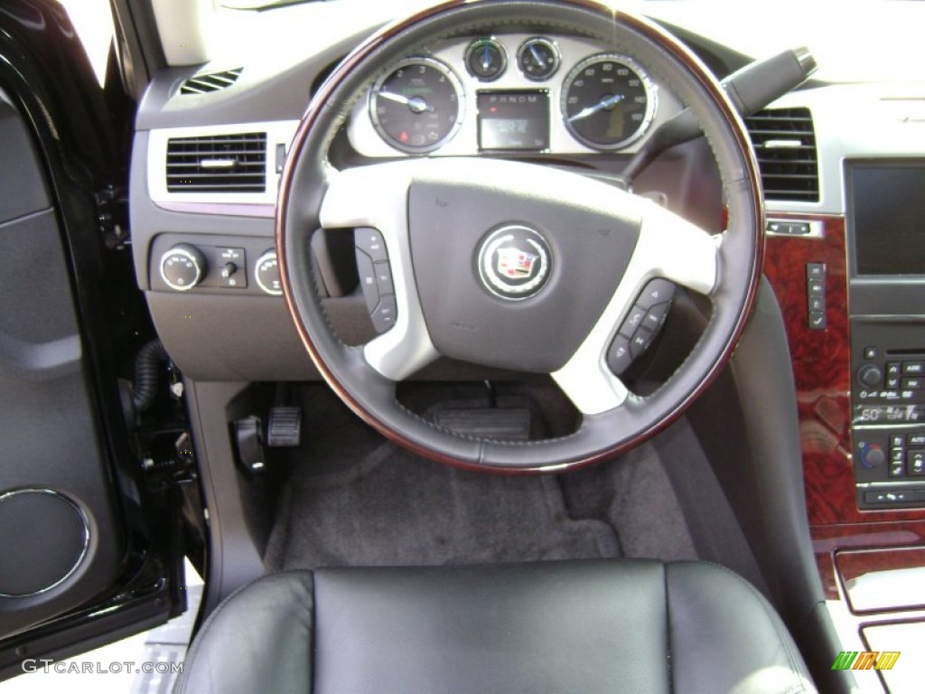 2011 Cadillac Escalade Hybrid AWD Ebony/Ebony Steering Wheel Photo #65619567