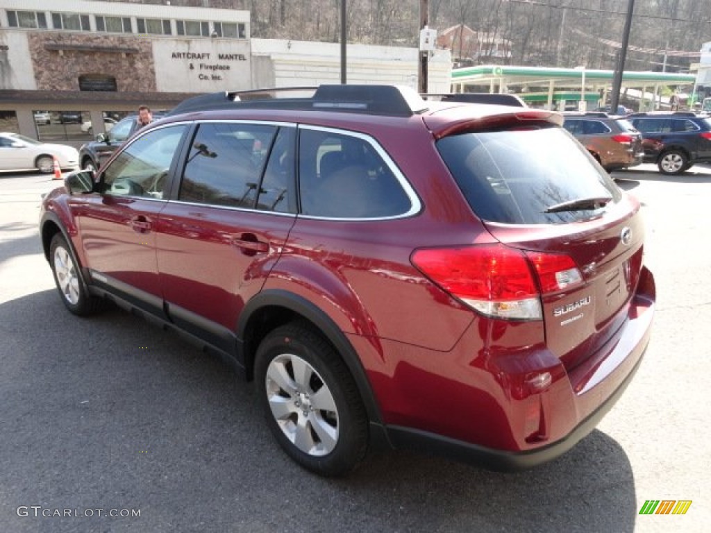 2012 Outback 2.5i Premium - Ruby Red Pearl / Off Black photo #2