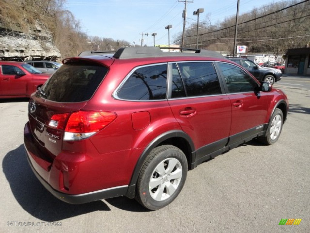 2012 Outback 2.5i Premium - Ruby Red Pearl / Off Black photo #3