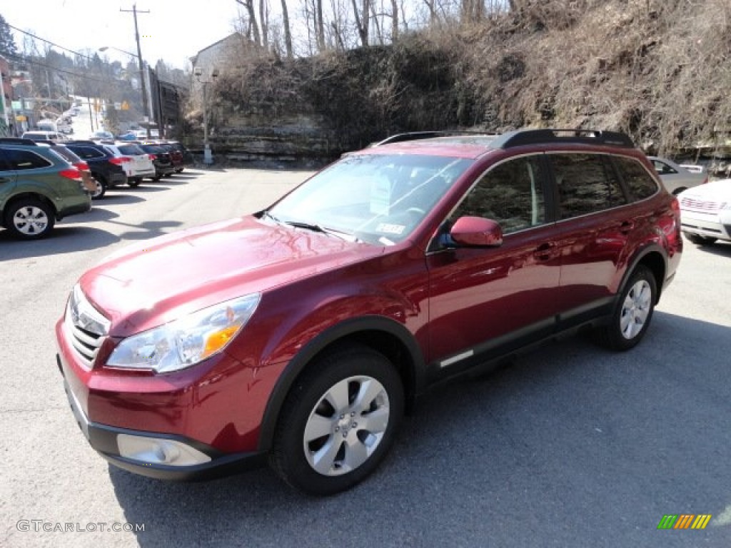 2012 Outback 2.5i Premium - Ruby Red Pearl / Off Black photo #6