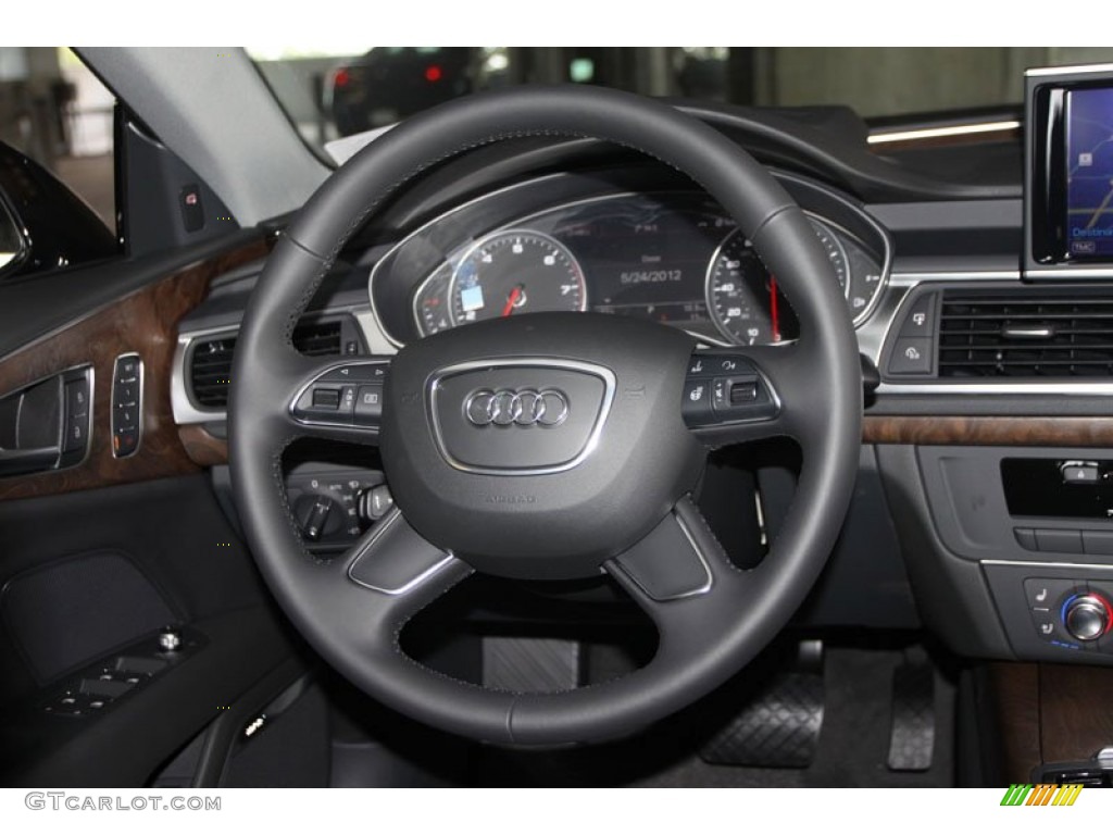 2012 Audi A7 3.0T quattro Prestige Black Steering Wheel Photo #65624430