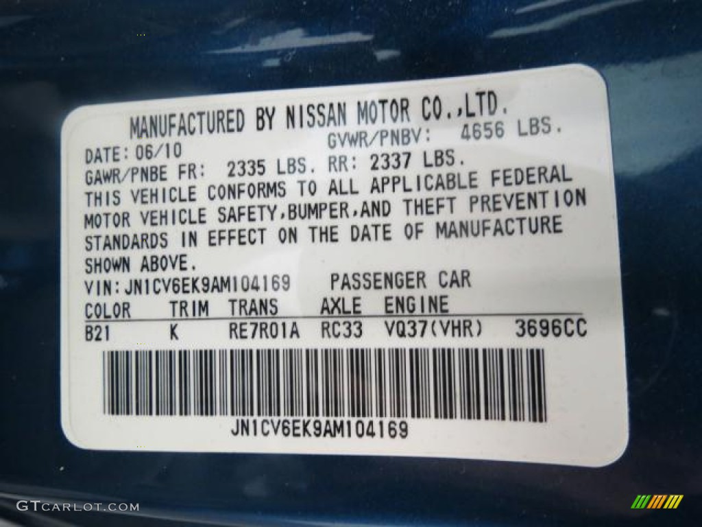 2010 Infiniti G 37 S Sport Coupe Color Code Photos