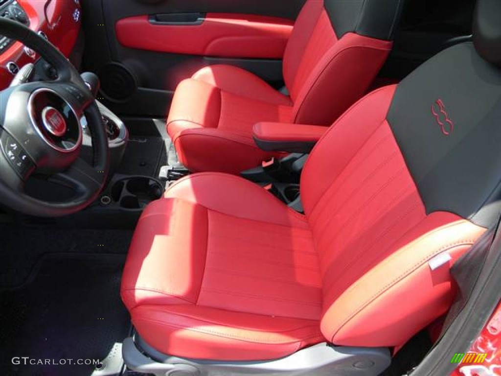 Pelle Rosso/Nera (Red/Black) Interior 2012 Fiat 500 Lounge Photo #65628250