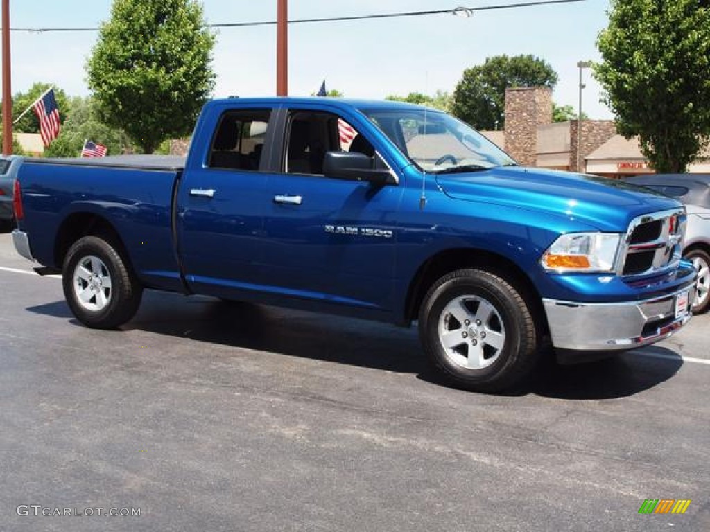 2011 Ram 1500 SLT Quad Cab 4x4 - Deep Water Blue Pearl / Dark Slate Gray/Medium Graystone photo #2