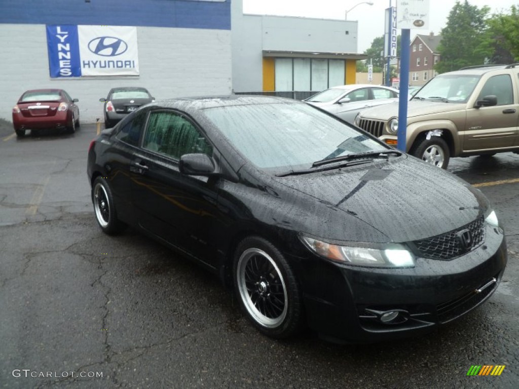 2009 Civic EX Coupe - Crystal Black Pearl / Gray photo #1