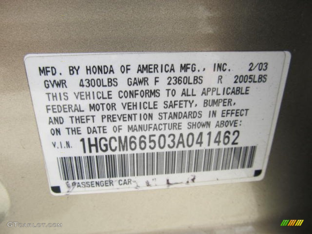 2003 Accord EX V6 Sedan - Desert Mist Metallic / Ivory photo #14