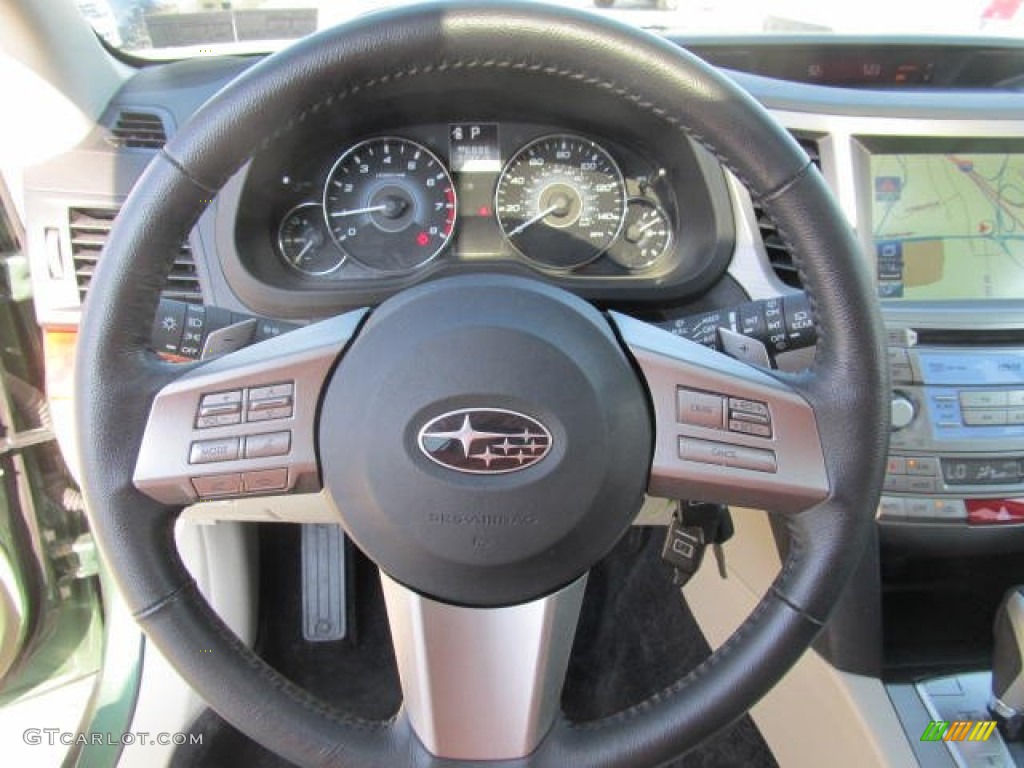 2010 Subaru Outback 2.5i Limited Wagon Warm Ivory Steering Wheel Photo #65640613