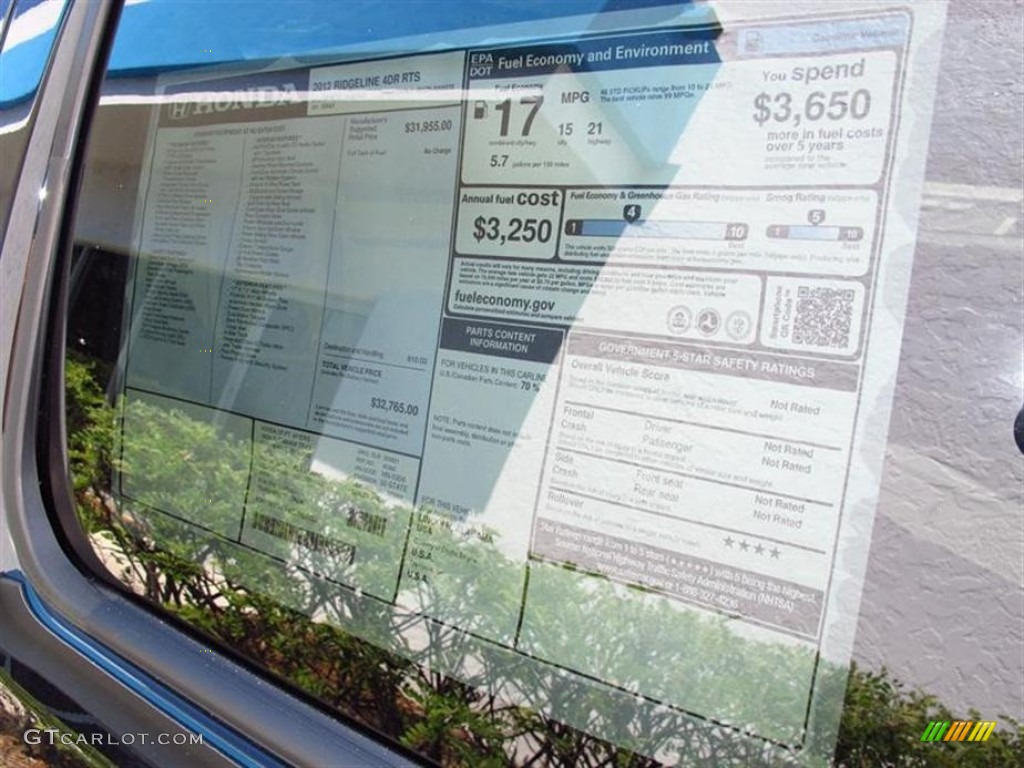 2012 Honda Ridgeline RTS Window Sticker Photo #65641901