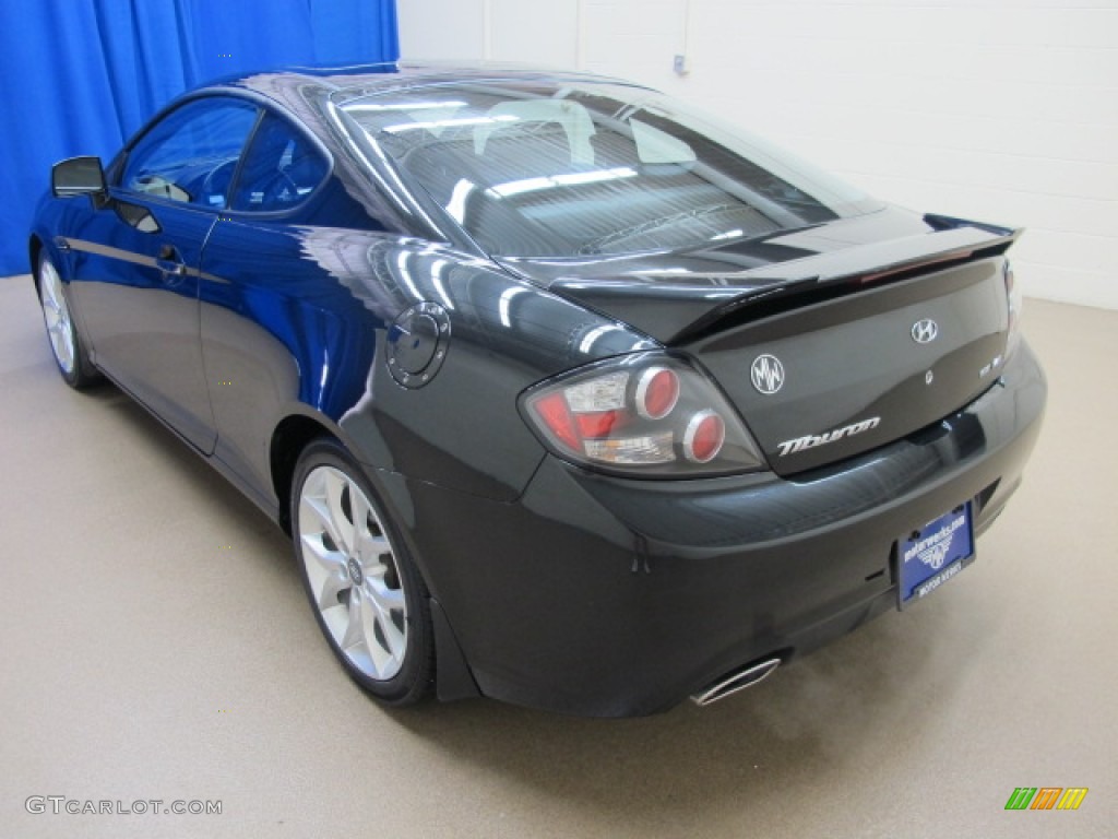 2008 Tiburon GT - Black Pearl / GT Black Leather/Black Sport Grip photo #6