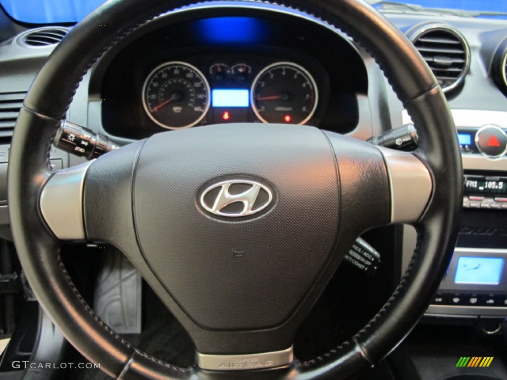2008 Hyundai Tiburon GT GT Black Leather/Black Sport Grip Steering Wheel Photo #65644828