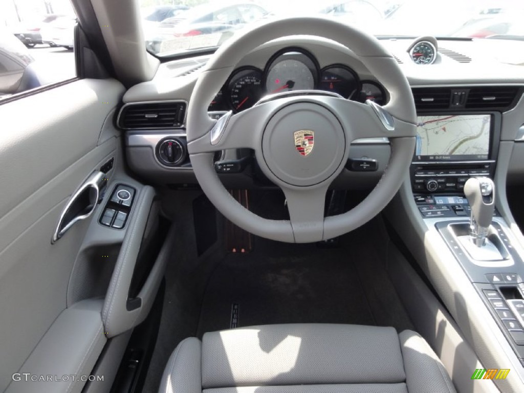 2012 Porsche New 911 Carrera S Coupe Platinum Grey Steering Wheel Photo #65649760