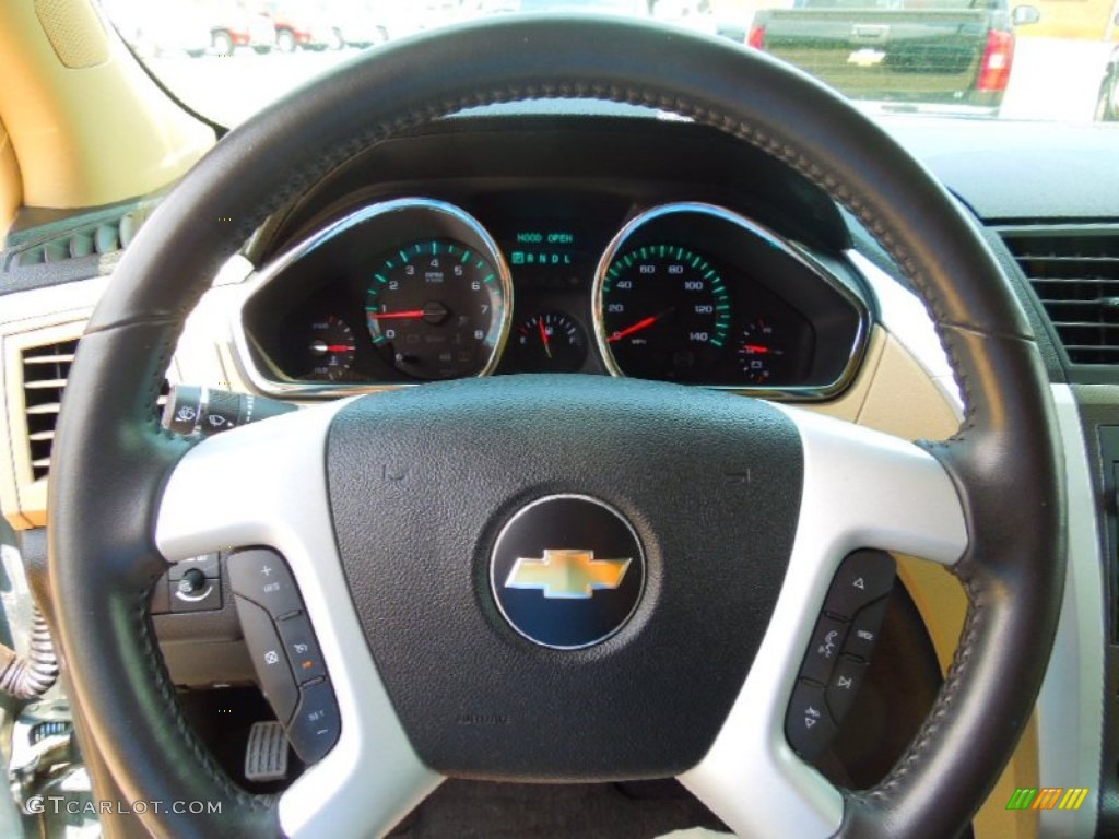 2009 Chevrolet Traverse LTZ AWD Cashmere/Ebony Steering Wheel Photo #65659054