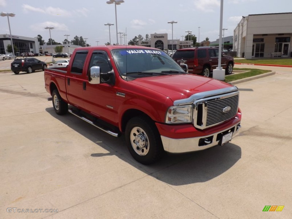 2007 F250 Super Duty XLT Crew Cab - Red Clearcoat / Tan photo #7