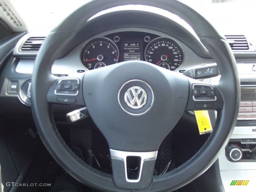 2011 Volkswagen CC Sport Black Steering Wheel Photo #65665315