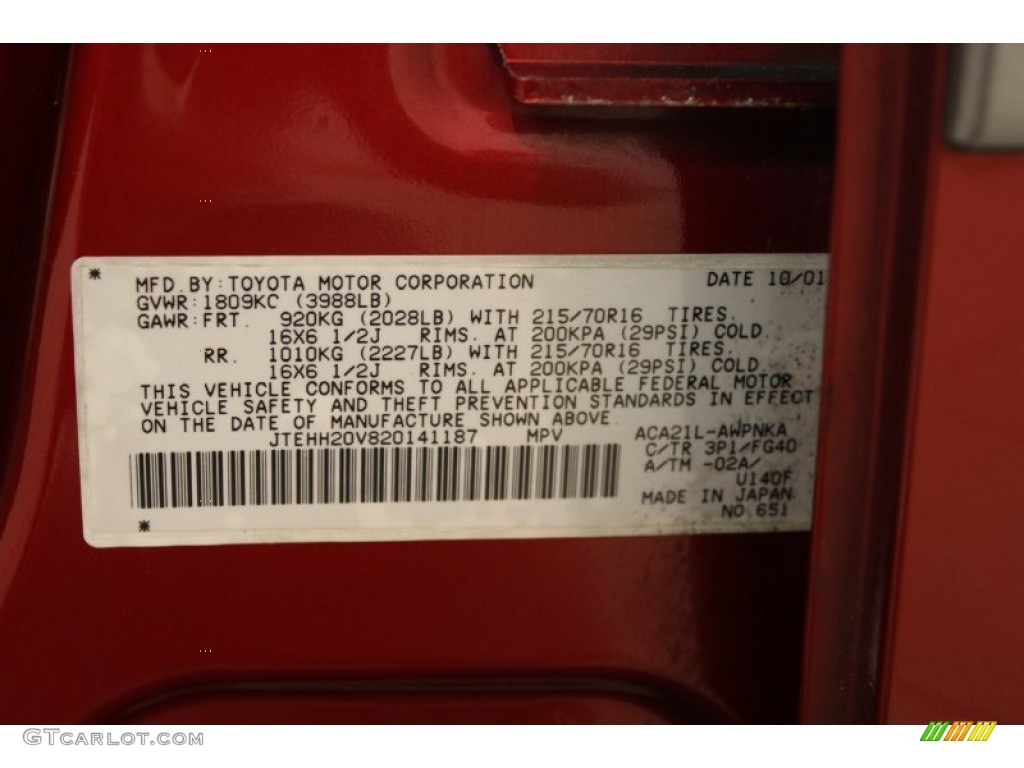 2002 RAV4 4WD - Impulse Red / Taupe photo #18