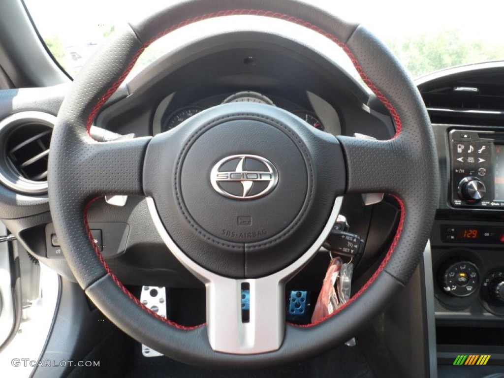 2013 Scion FR-S Sport Coupe Black/Red Accents Steering Wheel Photo #65673568
