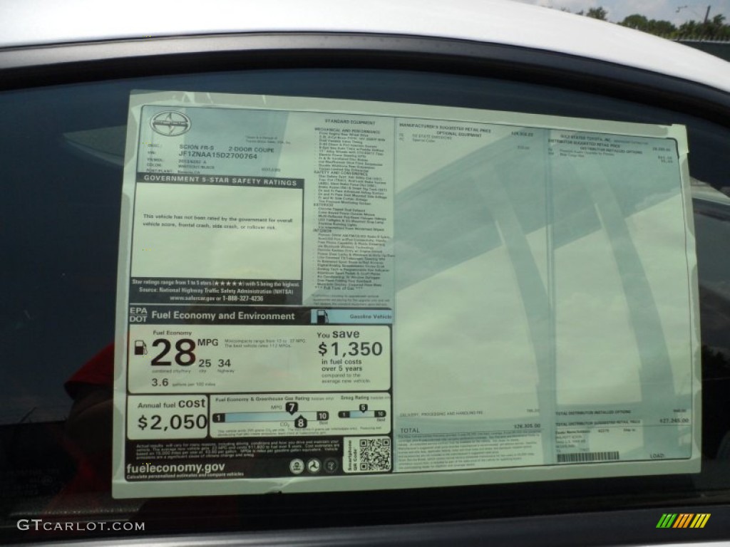 2013 Scion FR-S Sport Coupe Window Sticker Photo #65673577