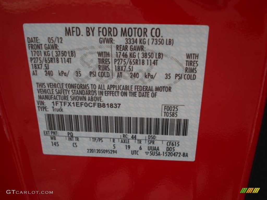 2012 F150 STX SuperCab 4x4 - Race Red / Steel Gray photo #18
