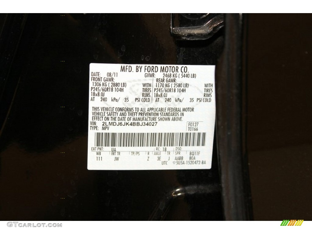 2011 MKX Color Code UA for Black Photo #65683813