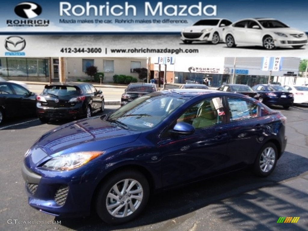 2012 MAZDA3 i Grand Touring 4 Door - Indigo Lights Mica / Dune Beige photo #1