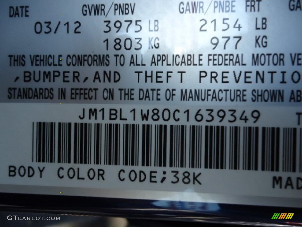2012 MAZDA3 Color Code 38K for Indigo Lights Mica Photo #65685114