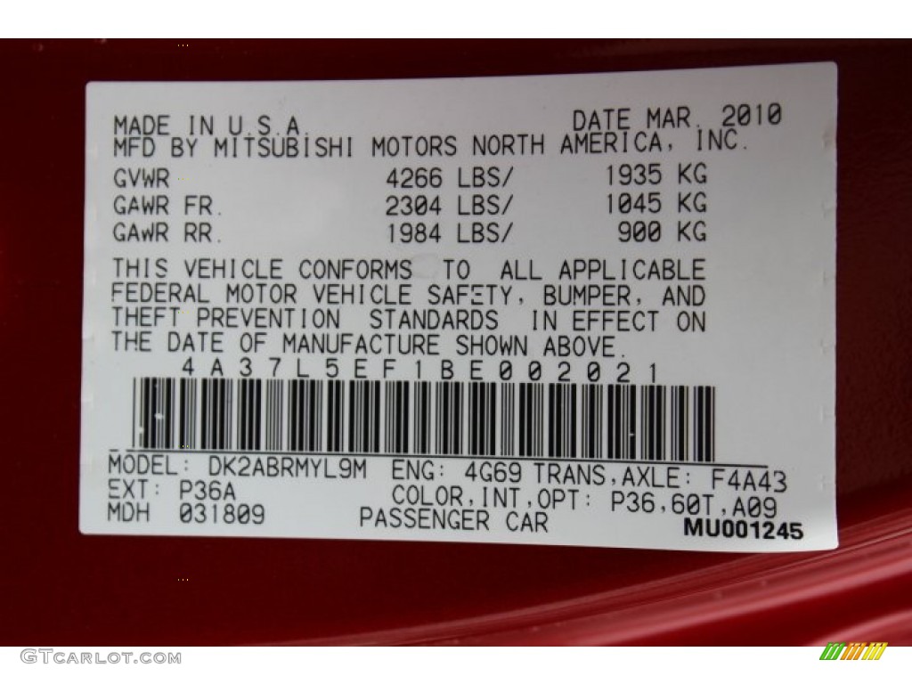 2011 Eclipse Color Code P36 for Rave Red Photo #65685519