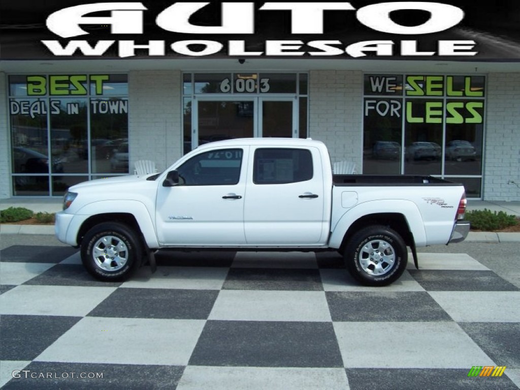 2009 Tacoma V6 SR5 PreRunner Double Cab - Super White / Graphite Gray photo #1