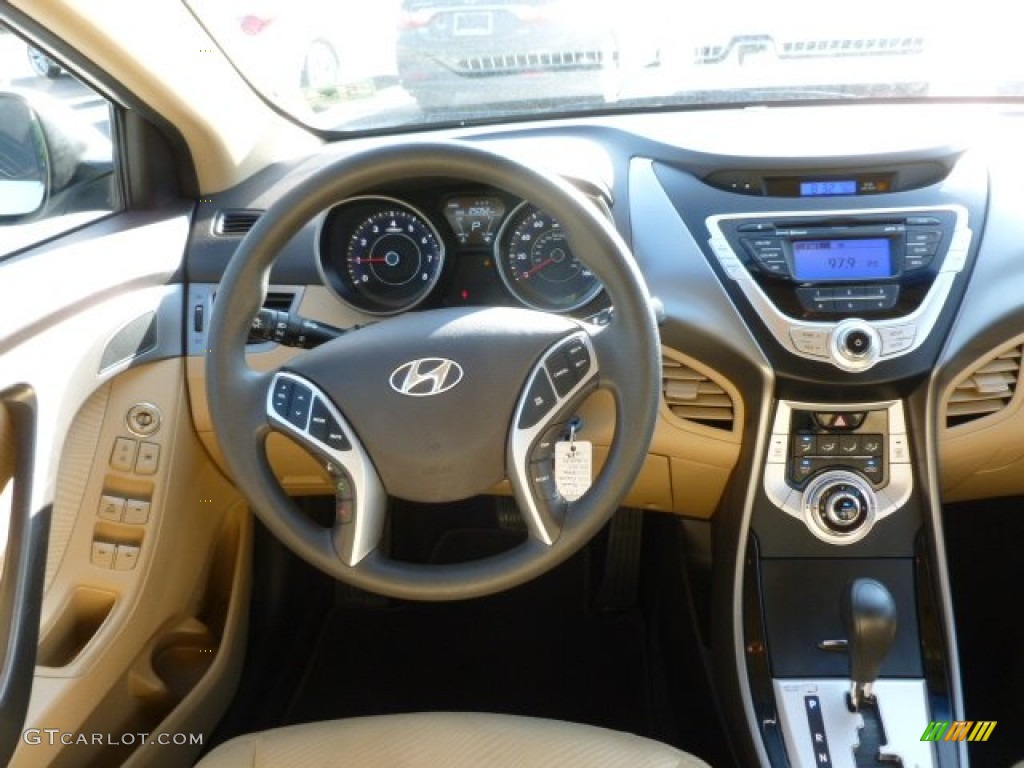 2012 Elantra GLS - Shimmering White / Beige photo #14