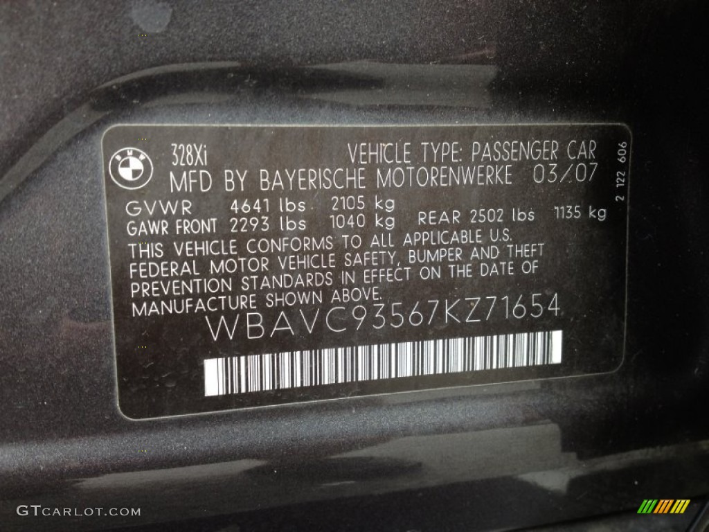 2007 BMW 3 Series 328xi Sedan Info Tag Photos