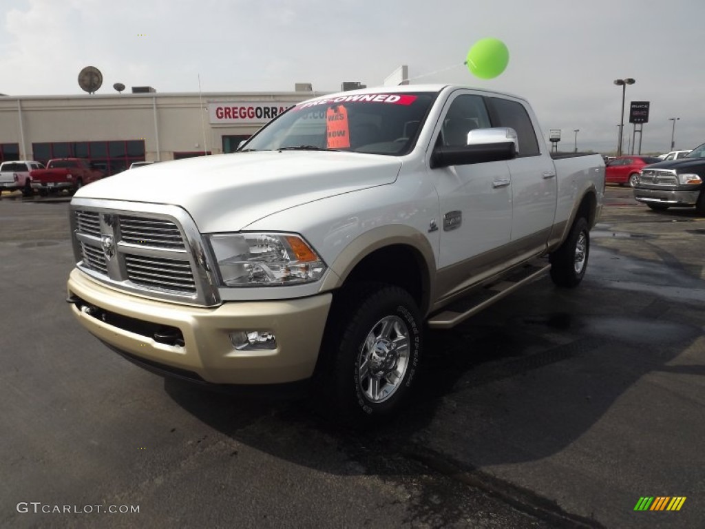 2012 Ram 2500 HD Laramie Longhorn Crew Cab 4x4 - Bright White / Light Pebble Beige/Bark Brown photo #1