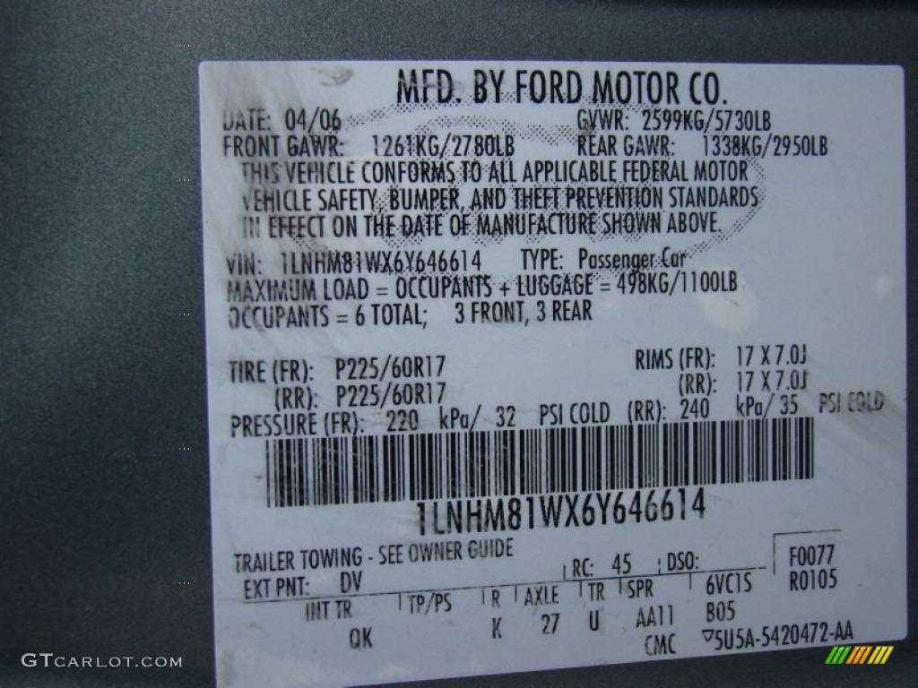2006 Town Car Color Code DV for Light Tundra Metallic Photo #65706080