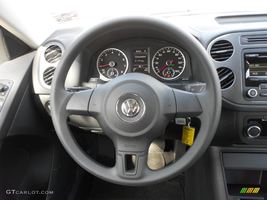 2012 Volkswagen Tiguan S Black Steering Wheel Photo #65706392
