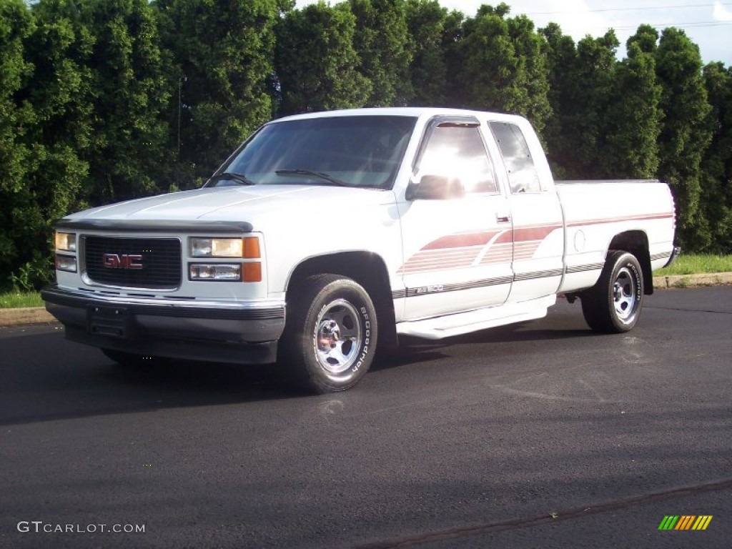 1997 Sierra 1500 SLT Extended Cab - Olympic White / Pewter Gray photo #1