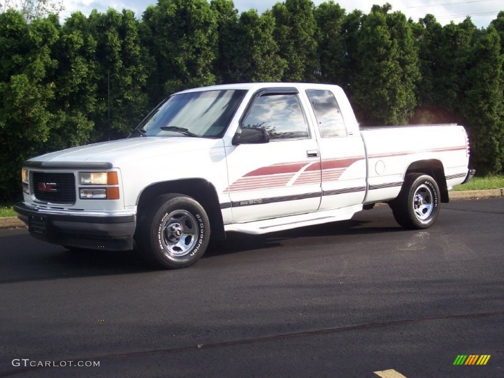 1997 Sierra 1500 SLT Extended Cab - Olympic White / Pewter Gray photo #2