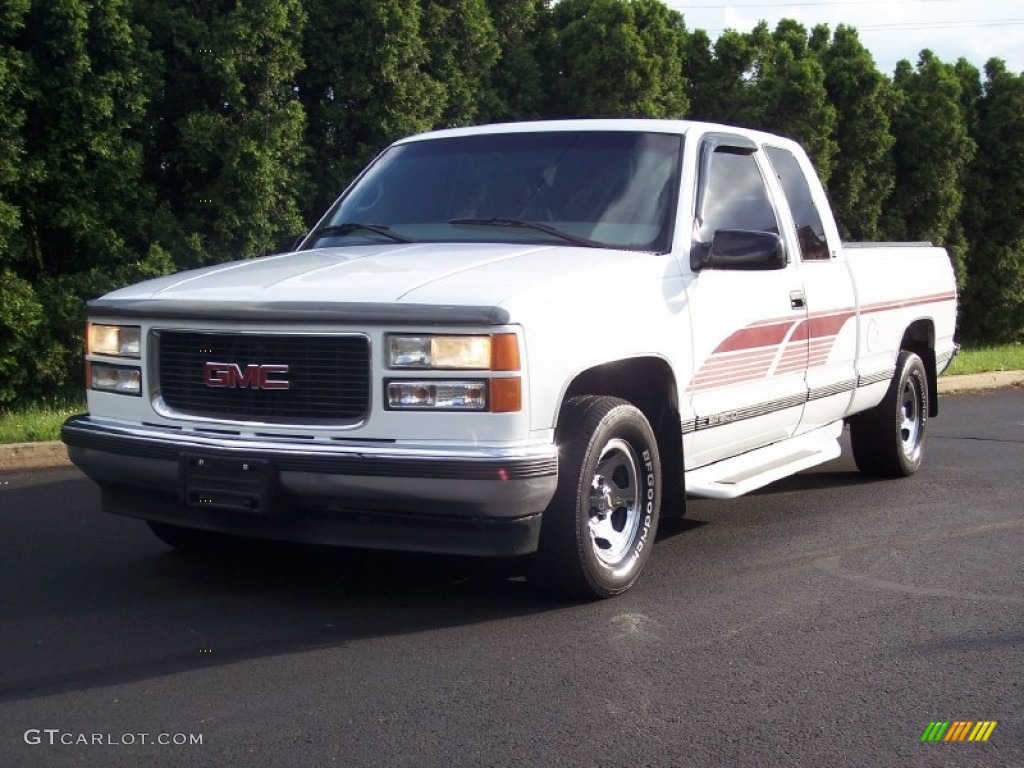 1997 Sierra 1500 SLT Extended Cab - Olympic White / Pewter Gray photo #3