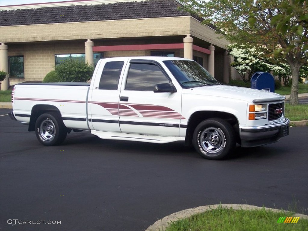 1997 Sierra 1500 SLT Extended Cab - Olympic White / Pewter Gray photo #15