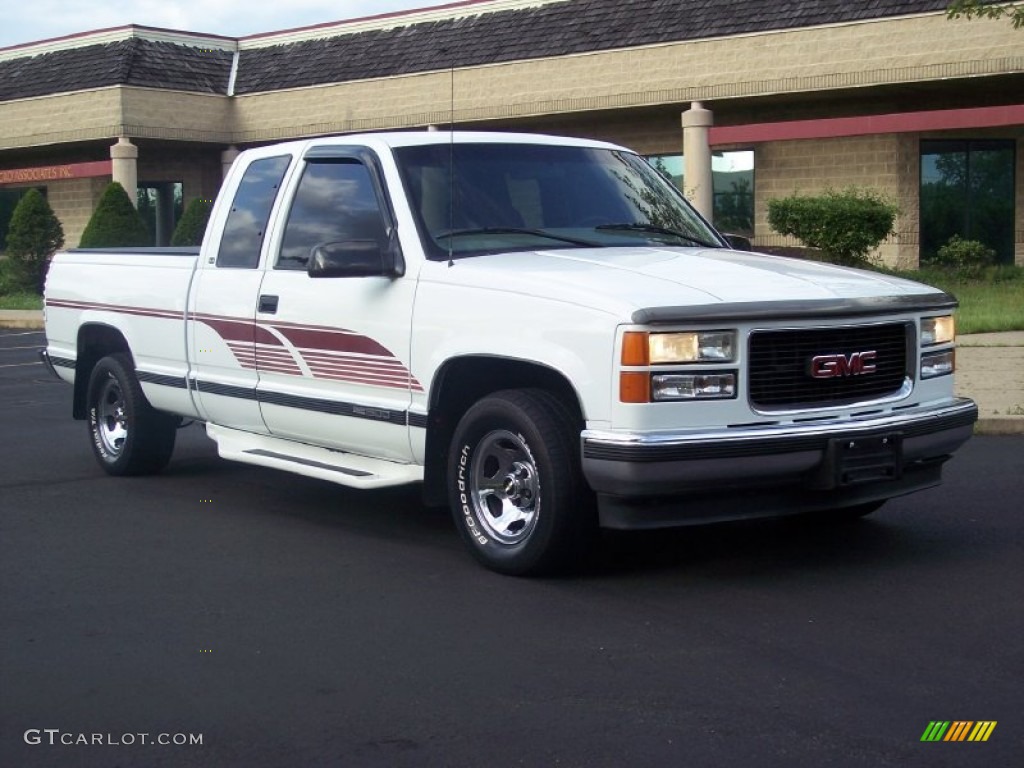 1997 Sierra 1500 SLT Extended Cab - Olympic White / Pewter Gray photo #16
