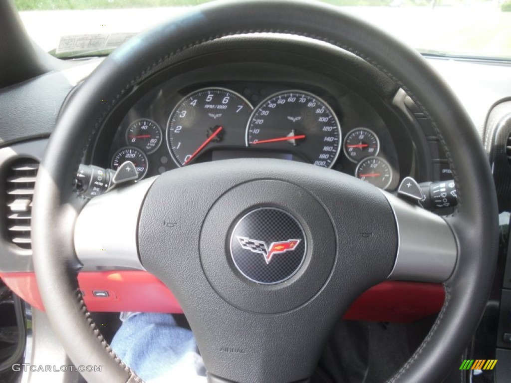 2008 Chevrolet Corvette Convertible Ebony/Red Steering Wheel Photo #65712362