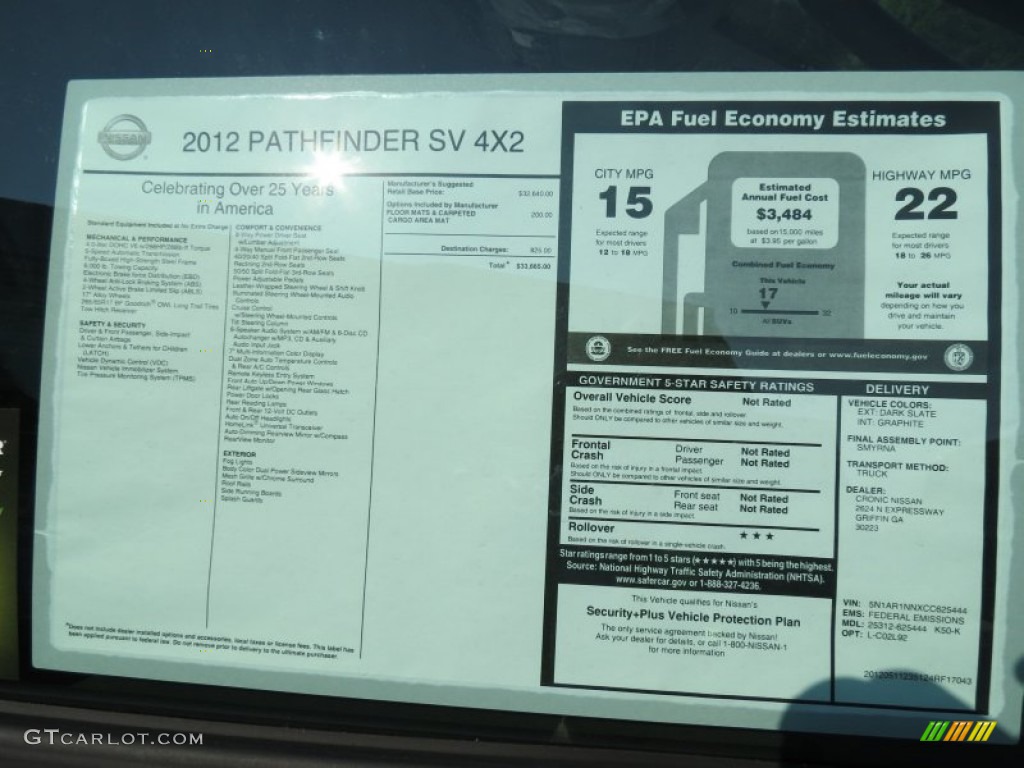 2012 Pathfinder SV - Dark Slate / Graphite photo #12