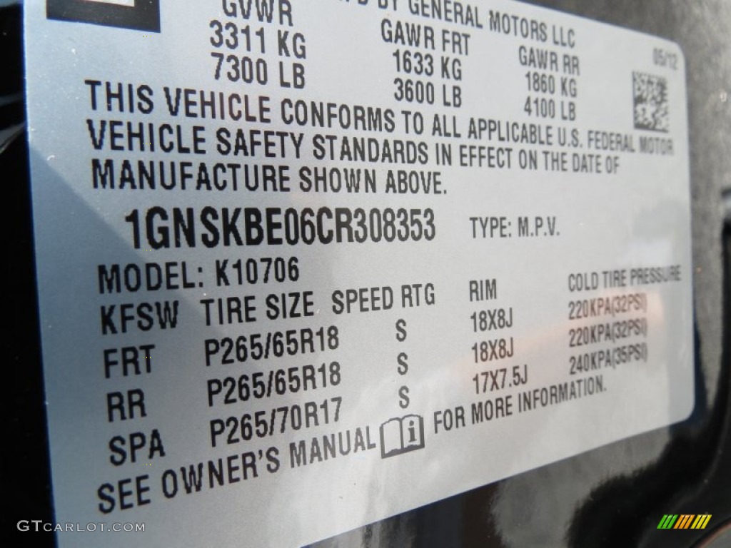2012 Tahoe Z71 4x4 - Black / Ebony photo #20