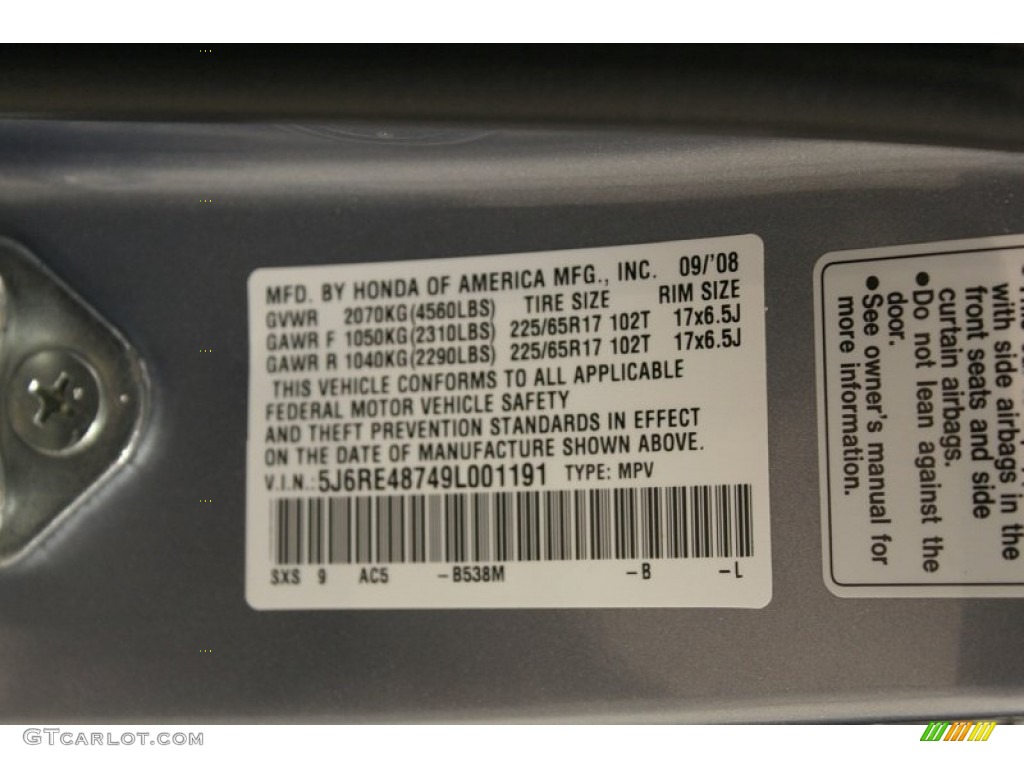 2009 CR-V EX-L 4WD - Glacier Blue Metallic / Gray photo #20