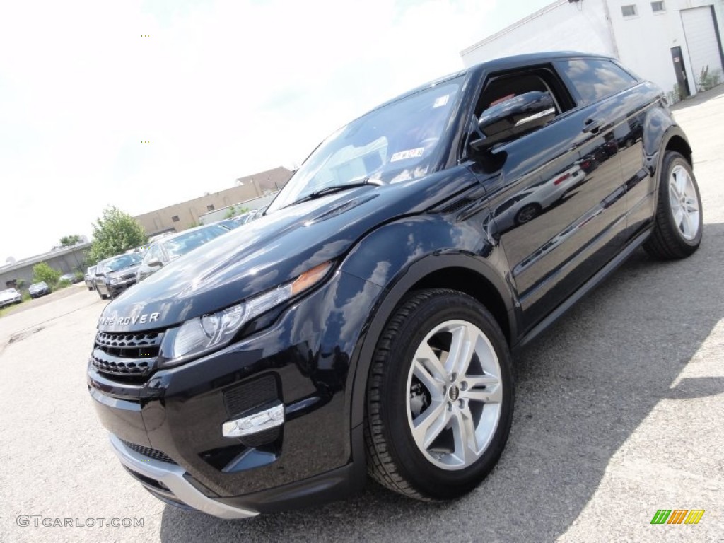 2012 Range Rover Evoque Coupe Dynamic - Sumatra Black Metallic / Dynamic Ebony/Pimento photo #3