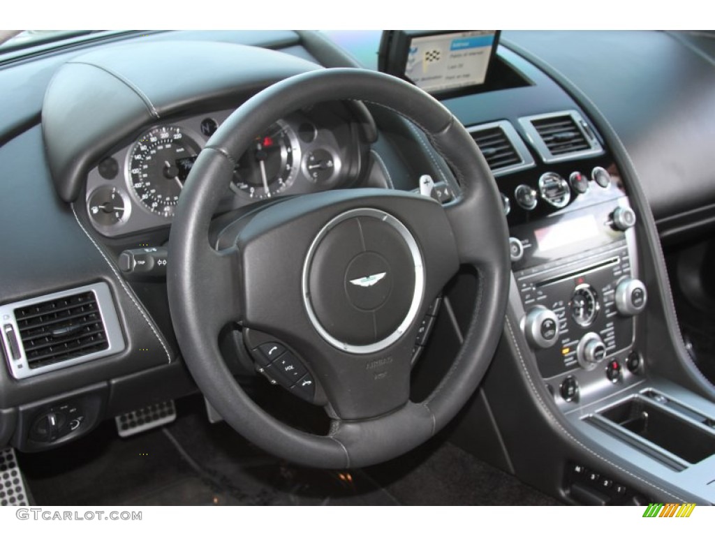 2009 Aston Martin DB9 Coupe Obsidian Black Steering Wheel Photo #65723688