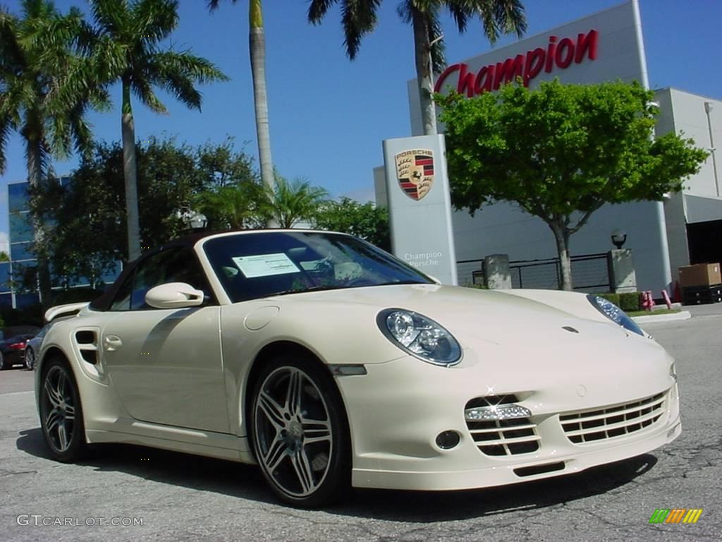 2009 911 Turbo Cabriolet - Cream White / Cocoa Brown photo #1