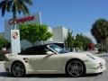 2009 Cream White Porsche 911 Turbo Cabriolet  photo #2